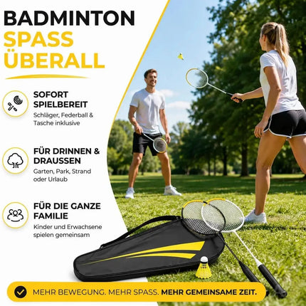 Badminton Set mit Tragetasche – 2 Profi Federballschläger & Badmintonball für Erwachsene – Detailansicht 8