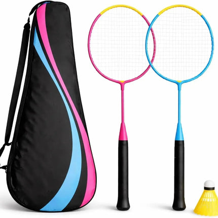 Badminton Set mit Tragetasche – 2 Profi Federballschläger & Badmintonball für Erwachsene