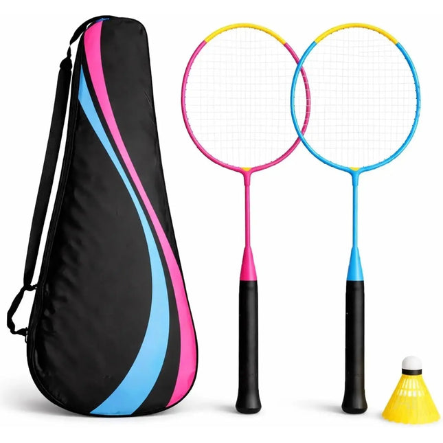 Badminton Set mit Tragetasche – 2 Profi Federballschläger & Badmintonball für Erwachsene