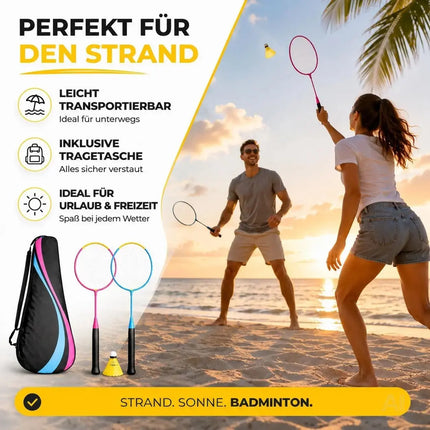 Badminton Set mit Tragetasche – 2 Profi Federballschläger & Badmintonball für Erwachsene – Detailansicht 2