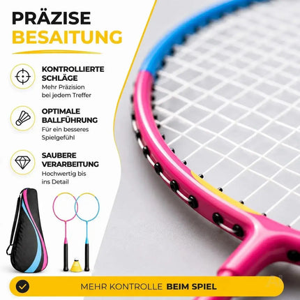 Badminton Set mit Tragetasche – 2 Profi Federballschläger & Badmintonball für Erwachsene – Detailansicht 3