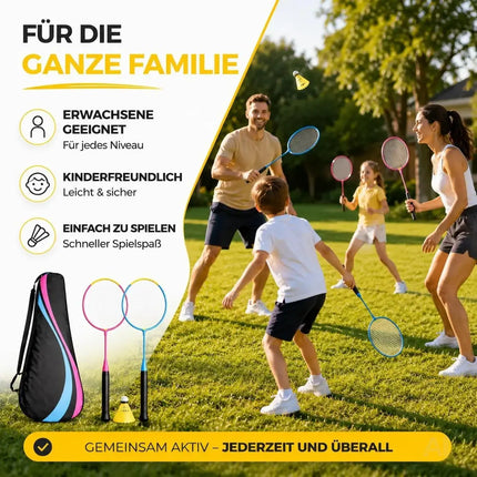 Badminton Set mit Tragetasche – 2 Profi Federballschläger & Badmintonball für Erwachsene – Detailansicht 4