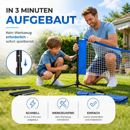 Badmintonnetz 3,1 m faltbar mit Tragetasche – Höhenverstellbares Sportnetz für Volleyball – Detailansicht 2