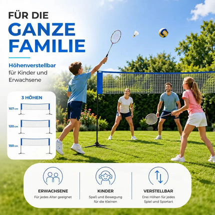Badmintonnetz 3,1 m faltbar mit Tragetasche – Höhenverstellbares Sportnetz für Volleyball – Detailansicht 4