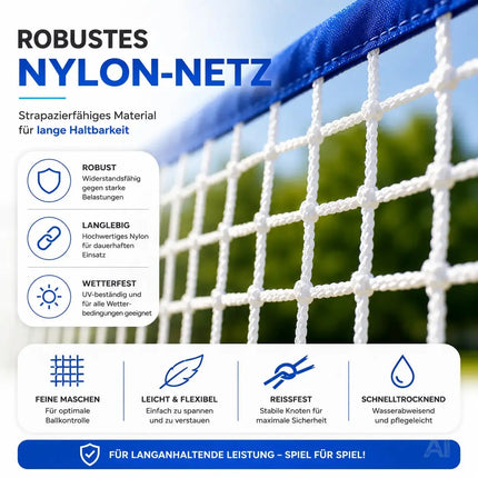 Badmintonnetz 3,1 m faltbar mit Tragetasche – Höhenverstellbares Sportnetz für Volleyball – Detailansicht 7