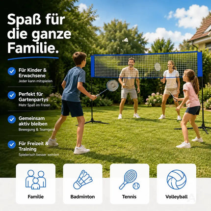 Badmintonnetz 3,1 m mit Tragetasche – Faltbares Freizeitnetz für Tennis, Volleyball – Detailansicht 2