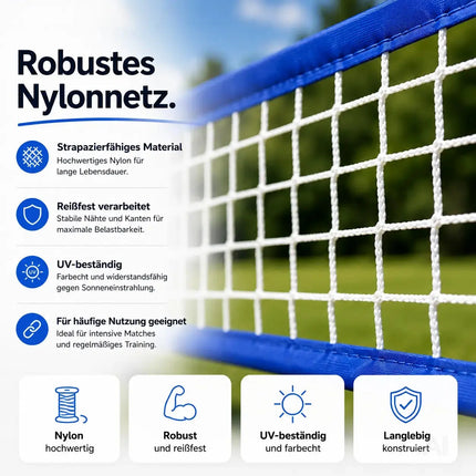 Badmintonnetz 3,1 m mit Tragetasche – Faltbares Freizeitnetz für Tennis, Volleyball – Detailansicht 3