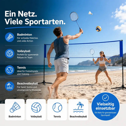 Badmintonnetz 3,1 m mit Tragetasche – Faltbares Freizeitnetz für Tennis, Volleyball – Detailansicht 4