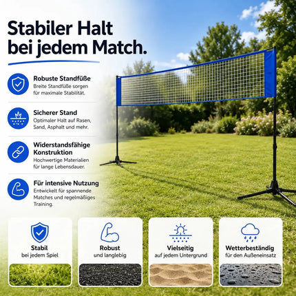Badmintonnetz 3,1 m mit Tragetasche – Faltbares Freizeitnetz für Tennis, Volleyball – Detailansicht 7