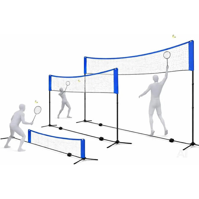 Badmintonnetz 3,1 m mit höhenverstellbarem Ständer & Tragetasche – Faltbares Sportnetz