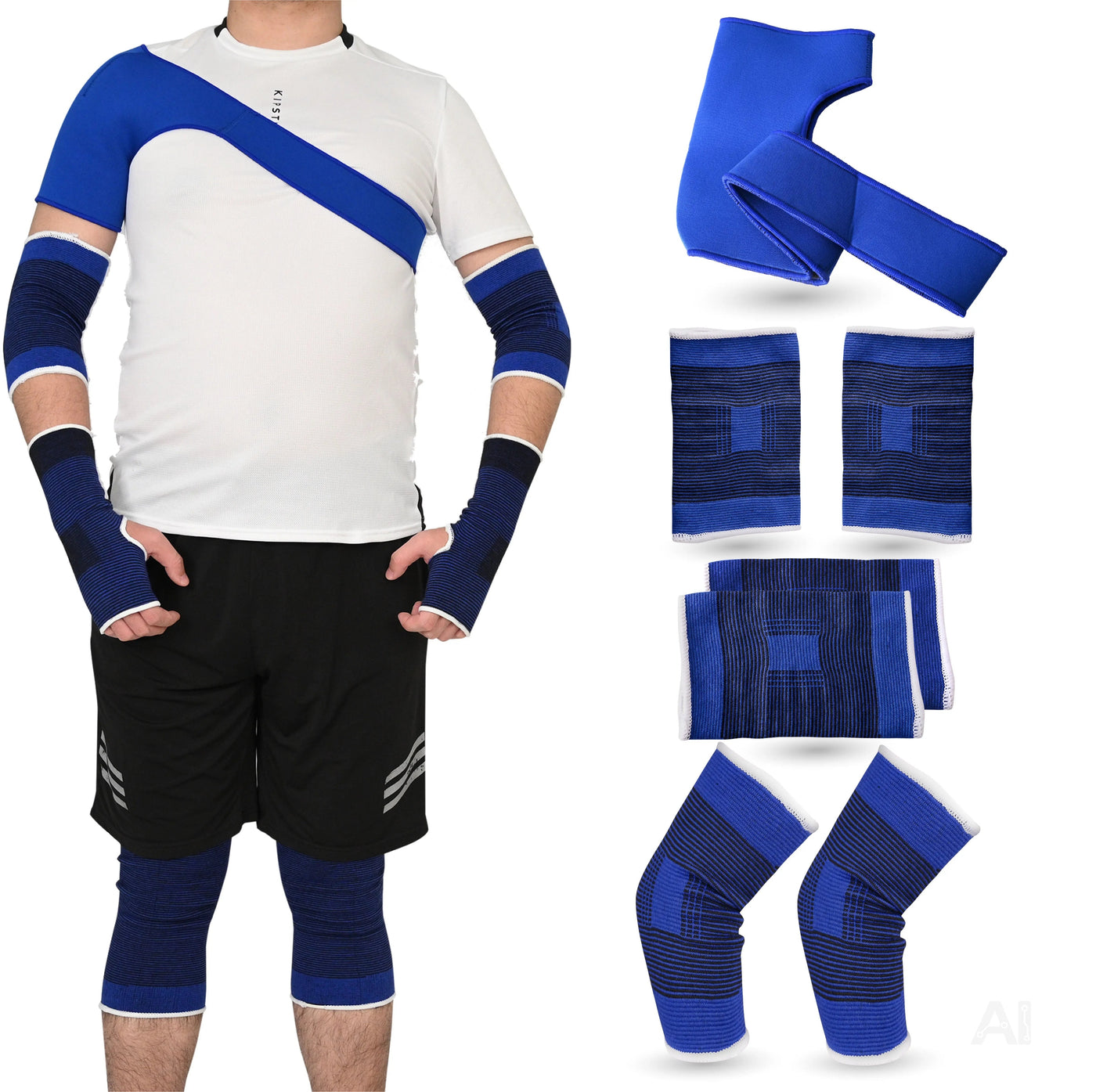 Bandagen Set 7 Teilig mit Ellenbogenbandage, Fußbandage, Schulterbandage