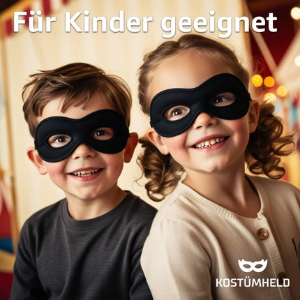 Bandit Fasching Augenmaske schwarz, Einbrecher Maske für Kinder & Erwachsene