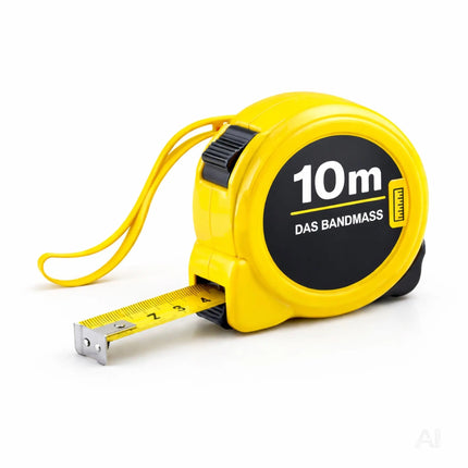 Bandmaß 10 Meter mit Halterung & Feststeller – robustes Maßband / Bandmass für präzises Messen, Rollmaßband & Massband mit Aufrollsystem (10 m)