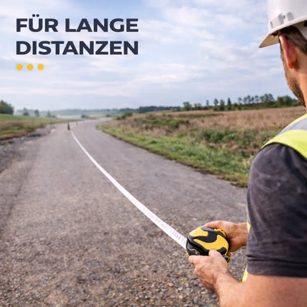 Bandmaß 30 Meter mit Halterung & Feststeller – robustes Maßband / Bandmass für präzises Messen, Rollmaßband & Massband mit Aufrollsystem (30 m)