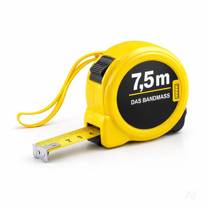 Bandmaß 7,5 Meter mit Halterung & Feststeller – robustes Maßband / Bandmass für präzises Messen, Rollmaßband & Massband mit Aufrollsystem (7,5 m)