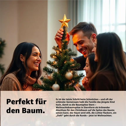 Baumspitze - Christbaumspitze und Tannenbaum-Aufstecker - Ideale Spitze für den Weihnachtsbaum zu Weihnachten (Gold, 1x)