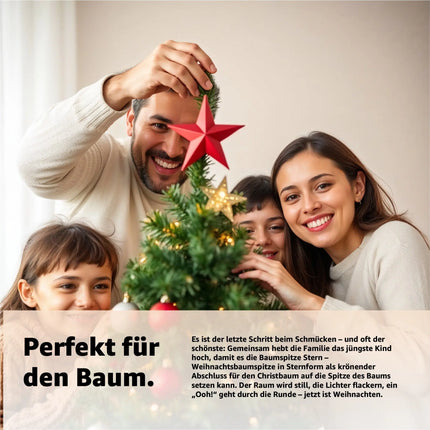 Baumspitze - Christbaumspitze und Tannenbaum-Aufstecker - Ideale Spitze für den Weihnachtsbaum zu Weihnachten (Rot)