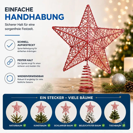 Baumspitze - Christbaumspitze und Tannenbaum-Aufstecker - Ideale Spitze für den Weihnachtsbaum – Detailansicht 8