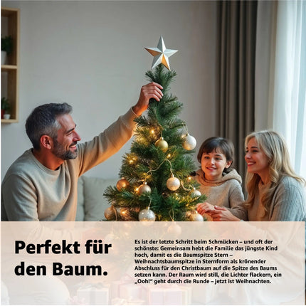 Baumspitze - Christbaumspitze und Tannenbaum-Aufstecker - Ideale Spitze für den Weihnachtsbaum zu Weihnachten (Silber, 1x)