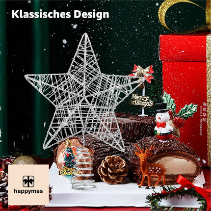 Baumspitze - Christbaumspitze und Tannenbaum-Aufstecker - Ideale Spitze für den Weihnachtsbaum zu Weihnachten (Silber, 1x)