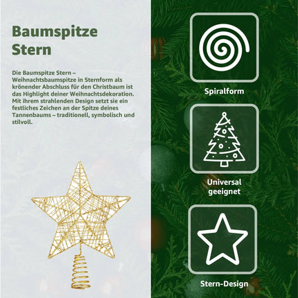 Baumspitze Stern Gold - Christbaumspitze Baumspitze Spitze Aufstecker für Tannenbaum