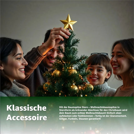 Baumspitze Stern Gold - Christbaumspitze Baumspitze Spitze Aufstecker für Tannenbaum