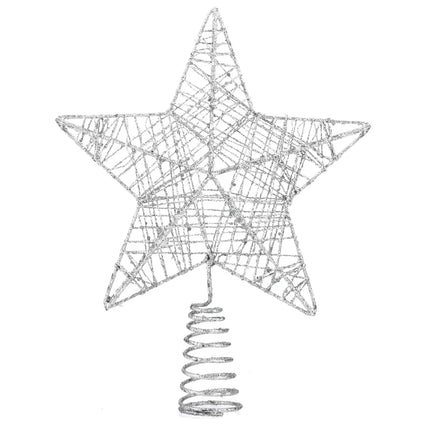 Baumspitze Stern Silber - Christbaumspitze Baumspitze Silber Spitze Aufstecker für Tannenbaum