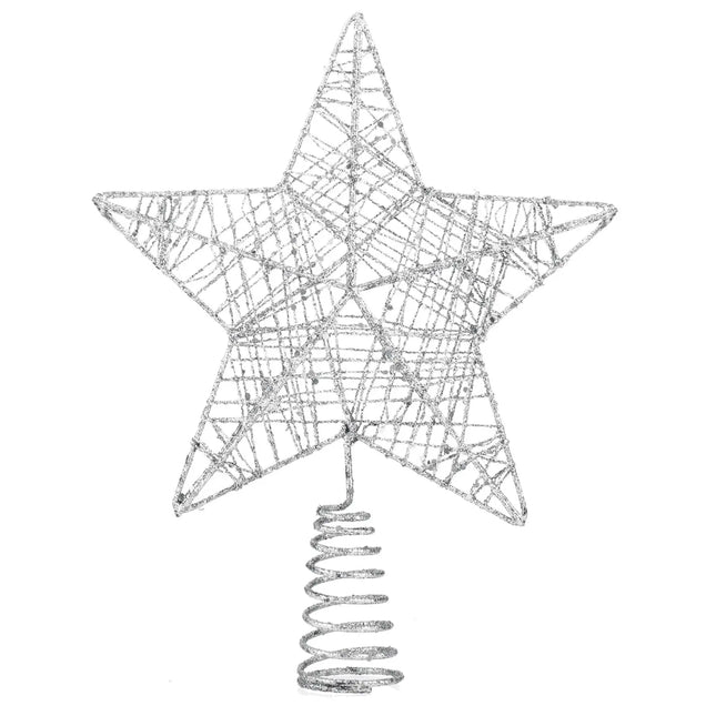 Baumspitze Stern Silber - Christbaumspitze Baumspitze Silber Spitze Aufstecker für Tannenbaum