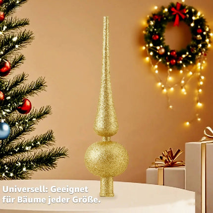 Baumspitze für Weihnachtsbaum Christbaumspitze Aufsatz für Tannenbaum Weihnachtsdekoration (Spitze-Gold)