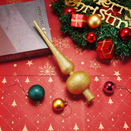 Baumspitze für Weihnachtsbaum Christbaumspitze Aufsatz für Tannenbaum Weihnachtsdekoration (Spitze-Gold)