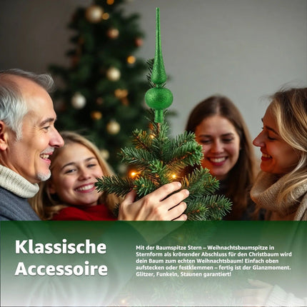 Baumspitze für Weihnachtsbaum Christbaumspitze Aufsatz für Tannenbaum Weihnachtsdekoration (Spitze-Grün)