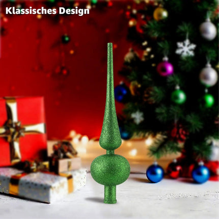 Baumspitze für Weihnachtsbaum Christbaumspitze Aufsatz für Tannenbaum Weihnachtsdekoration (Spitze-Grün)