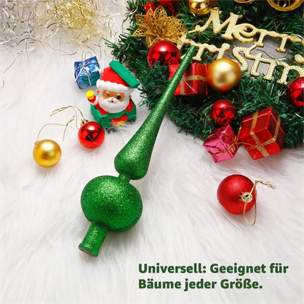 Baumspitze für Weihnachtsbaum Christbaumspitze Aufsatz für Tannenbaum Weihnachtsdekoration (Spitze-Grün)