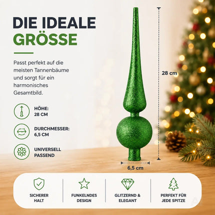Baumspitze für Weihnachtsbaum Christbaumspitze Aufsatz für Tannenbaum Weihnachtsdekoration (Spitze-Grün)