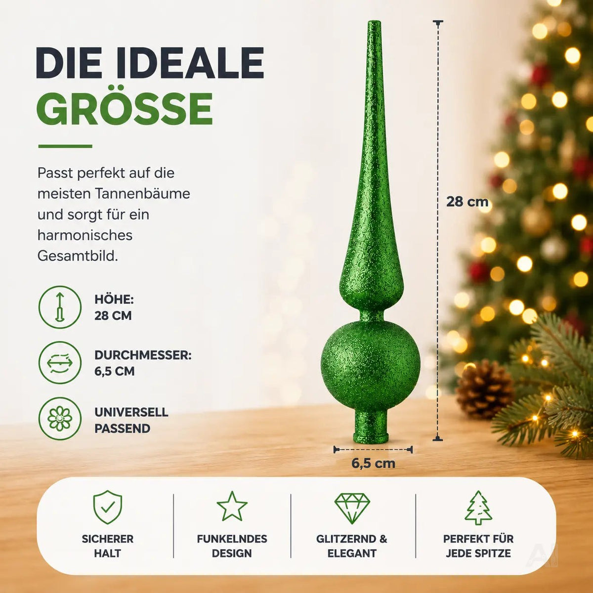 Baumspitze für Weihnachtsbaum Christbaumspitze Aufsatz für Tannenbaum Weihnachtsdekoration – Detailansicht 3