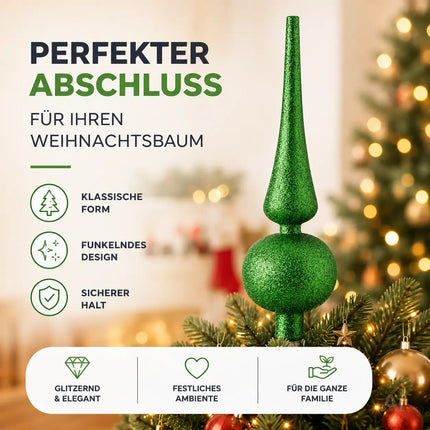 Baumspitze für Weihnachtsbaum Christbaumspitze Aufsatz für Tannenbaum Weihnachtsdekoration (Spitze-Grün)