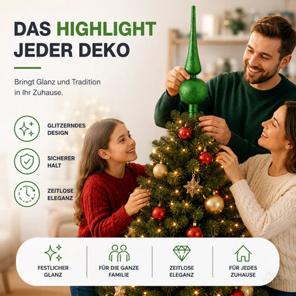 Baumspitze für Weihnachtsbaum Christbaumspitze Aufsatz für Tannenbaum Weihnachtsdekoration (Spitze-Grün)