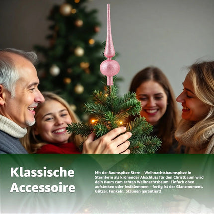 Baumspitze für Weihnachtsbaum Christbaumspitze Aufsatz für Tannenbaum Weihnachtsdekoration (Spitze-Pink)