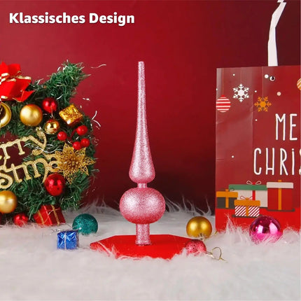 Baumspitze für Weihnachtsbaum Christbaumspitze Aufsatz für Tannenbaum Weihnachtsdekoration (Spitze-Pink)