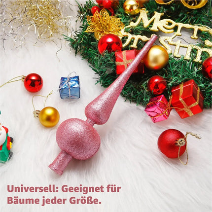 Baumspitze für Weihnachtsbaum Christbaumspitze Aufsatz für Tannenbaum Weihnachtsdekoration (Spitze-Pink)