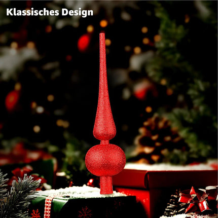 Baumspitze für Weihnachtsbaum Christbaumspitze Aufsatz für Tannenbaum Weihnachtsdekoration (Spitze-Rot)