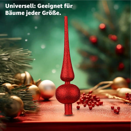 Baumspitze für Weihnachtsbaum Christbaumspitze Aufsatz für Tannenbaum Weihnachtsdekoration (Spitze-Rot)