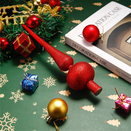 Baumspitze für Weihnachtsbaum Christbaumspitze Aufsatz für Tannenbaum Weihnachtsdekoration (Spitze-Rot)