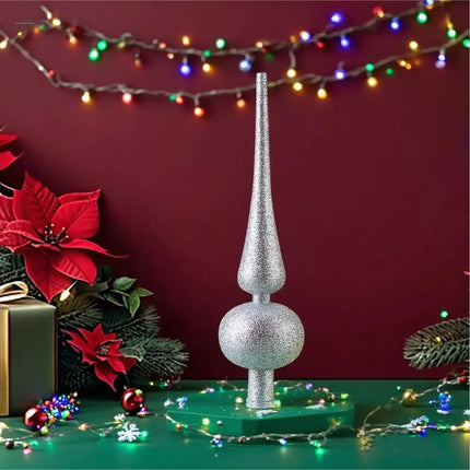 Baumspitze für Weihnachtsbaum Christbaumspitze Aufsatz für Tannenbaum Weihnachtsdekoration (Spitze-Silber)
