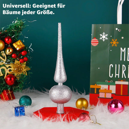 Baumspitze für Weihnachtsbaum Christbaumspitze Aufsatz für Tannenbaum Weihnachtsdekoration (Spitze-Silber)