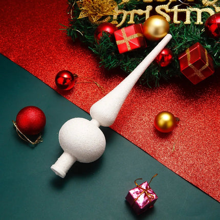 Baumspitze für Weihnachtsbaum Christbaumspitze Aufsatz für Tannenbaum Weihnachtsdekoration (Spitze-Weiss)