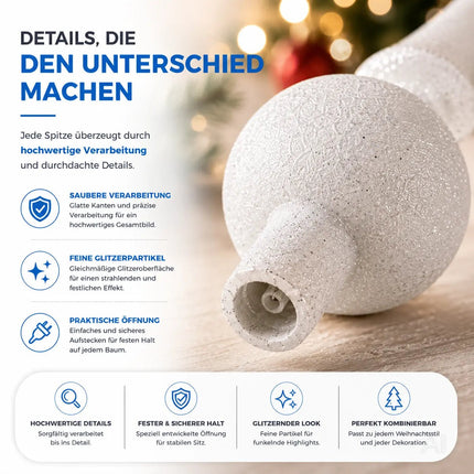 Baumspitze für Weihnachtsbaum Christbaumspitze Aufsatz für Tannenbaum Weihnachtsdekoration (Spitze-Weiss)