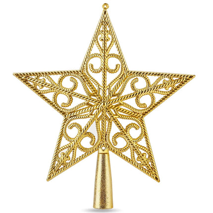 Baumspitze für Weihnachtsbaum Christbaumspitze Aufsatz für Tannenbaum Weihnachtsdekoration (Stern-Ornament-Gold)