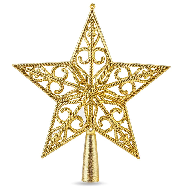 Baumspitze für Weihnachtsbaum Christbaumspitze Aufsatz für Tannenbaum Weihnachtsdekoration (Stern-Ornament-Gold)