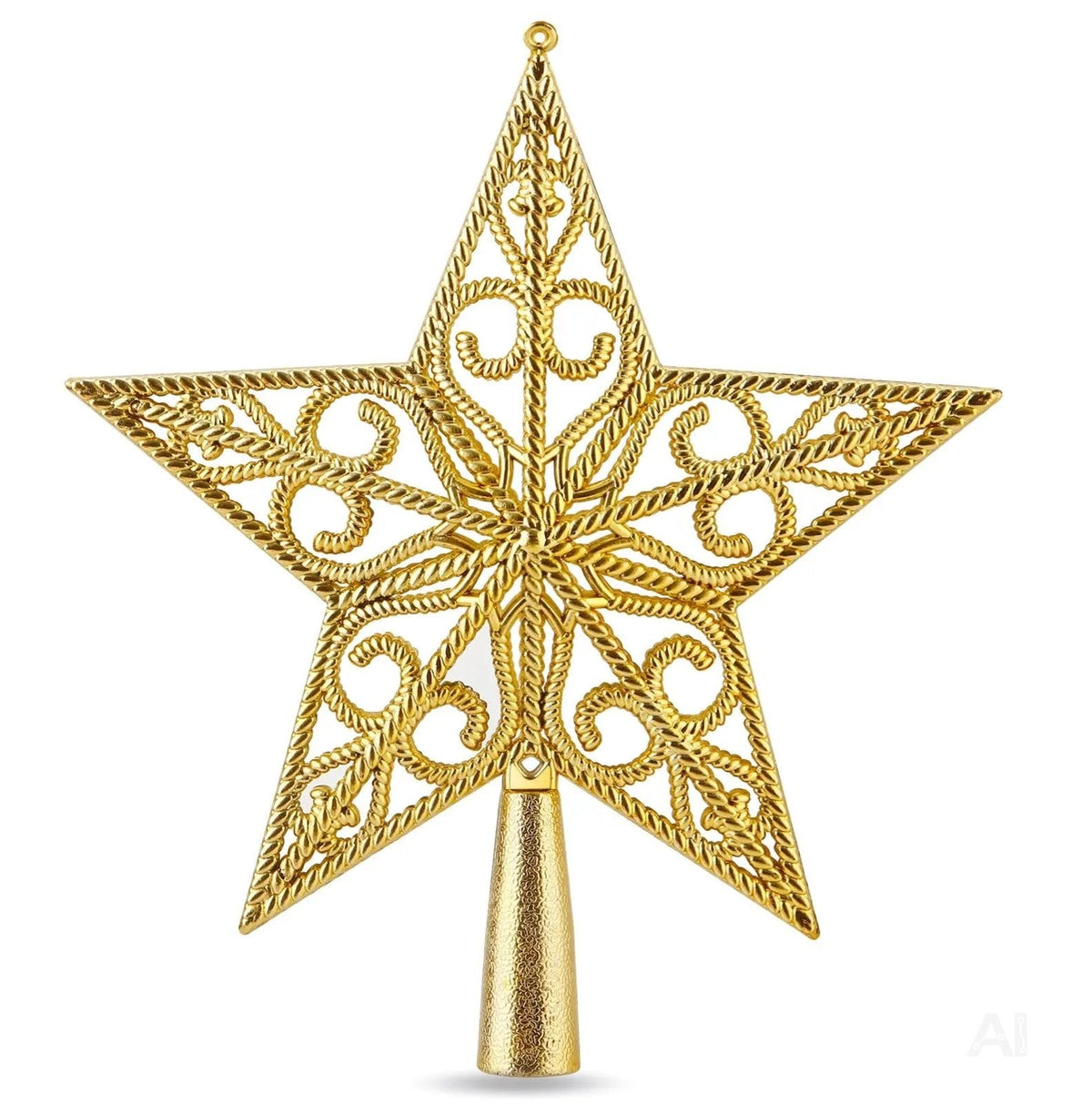 Baumspitze für Weihnachtsbaum Christbaumspitze Aufsatz für Tannenbaum Weihnachtsdekoration (Stern-Ornament-Gold)